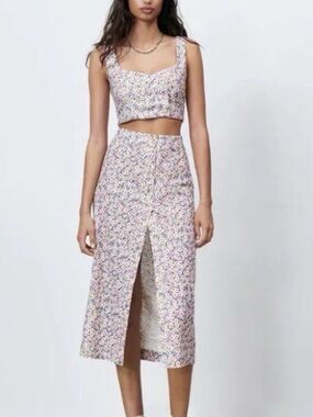 Zara Floral coord set skirt crop top